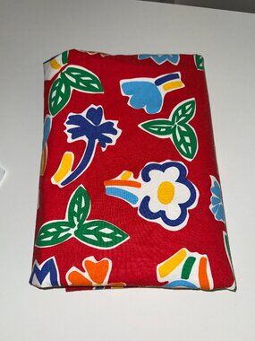 Handmade Spring Summer Tablecloth Linen Colourful Bright Floral 84 x 51 inches